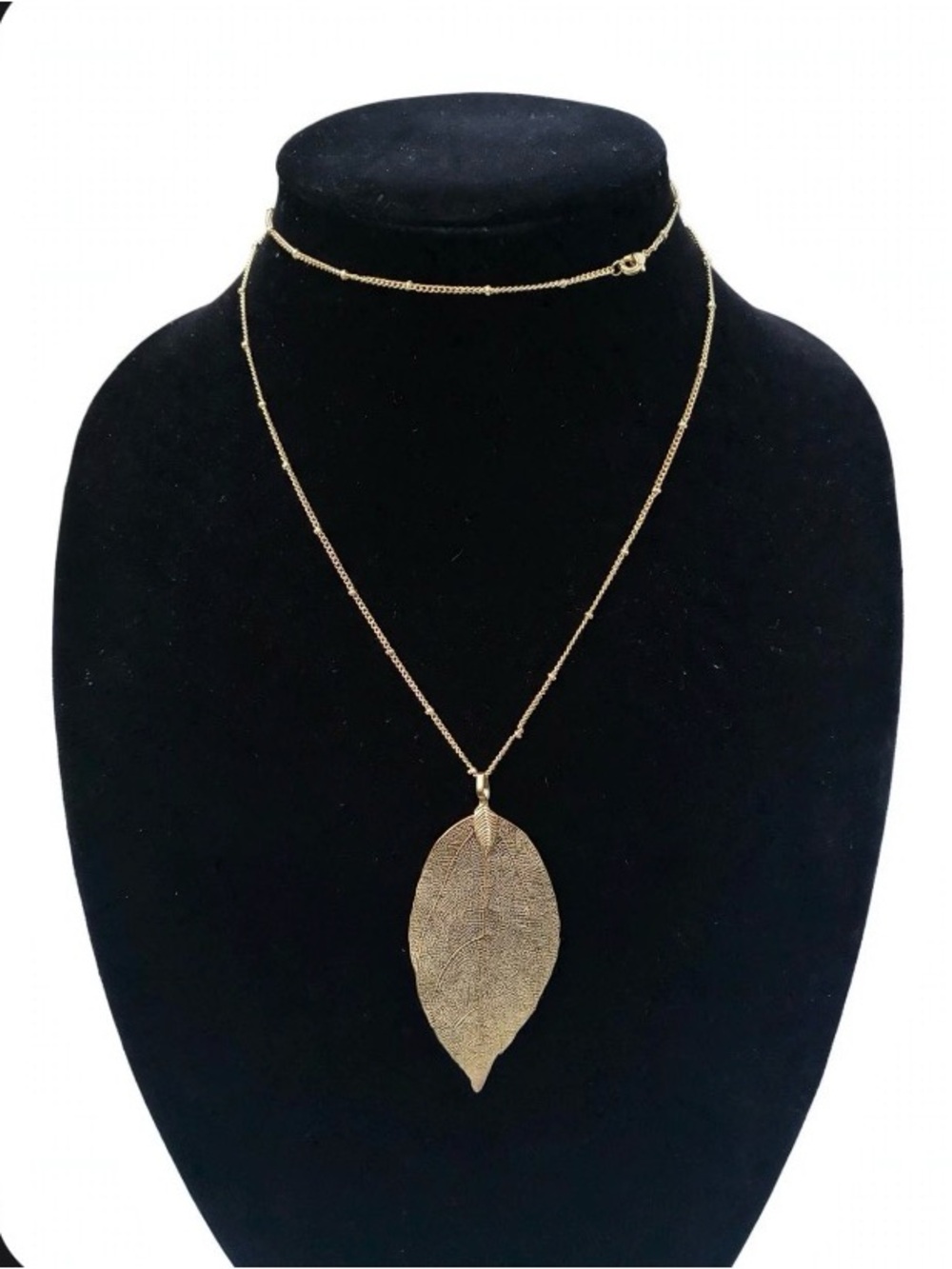 Gold Leaf Pendant Layered Necklace for Women